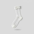 White Ribbed Crew Socks With Ruffled Cuff