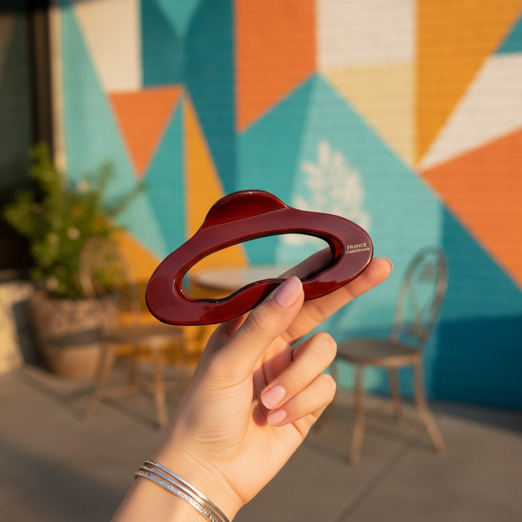Burgundy Teeth Hair Claw Clip
