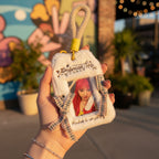 Fuzzy Photo Frame Keychain with Ribbons - White Fuzzy Card Holder with Ribbon – tech (view 6)