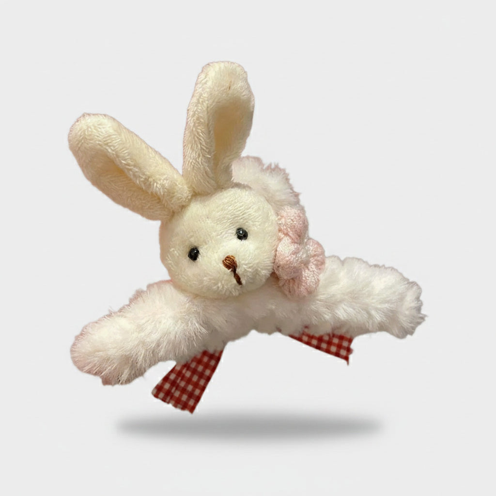 Fuzzy Bunny Hair Claw With Pink Bow
