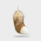 Fluffy Tan & White Faux Fur Keychain Charm