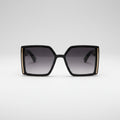 Black Square Sunglasses With Gold Trim