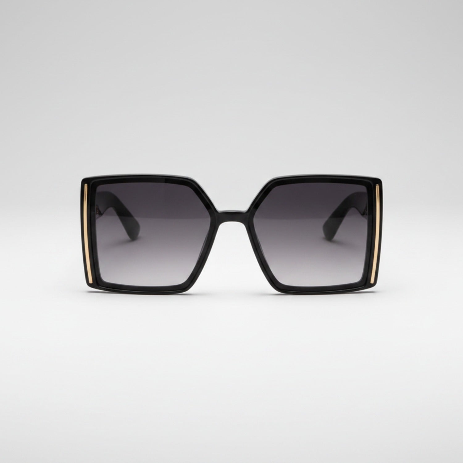 Black Square Sunglasses With Gold Trim