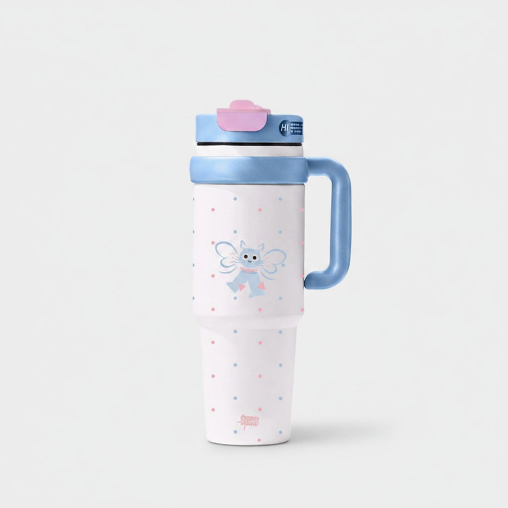 Butterfly Polka Dot Insulated Tumbler With Handle