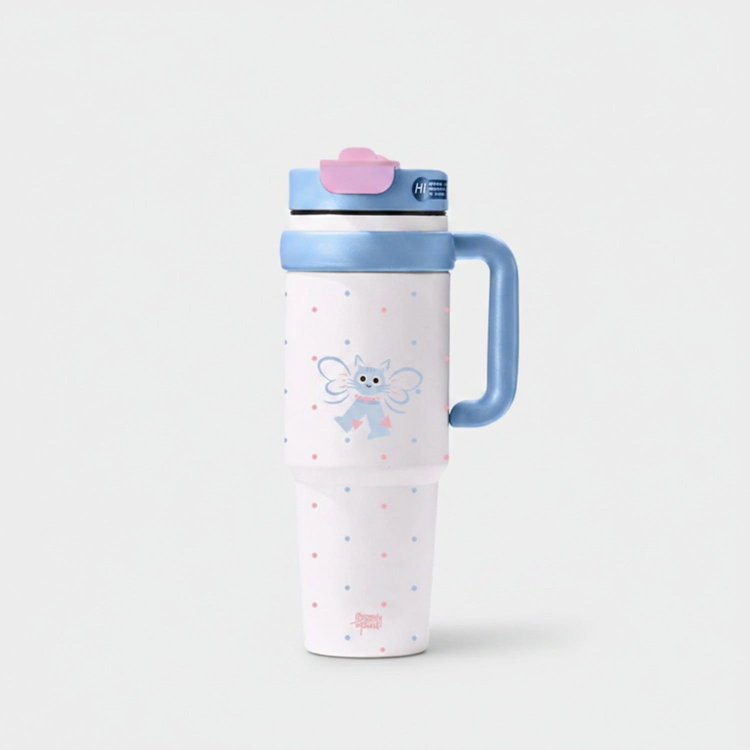 Butterfly Polka Dot Insulated Tumbler With Handle
