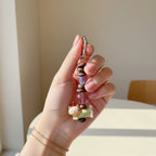 Acrylic Keyring With Beaded Charm And Woven Strap