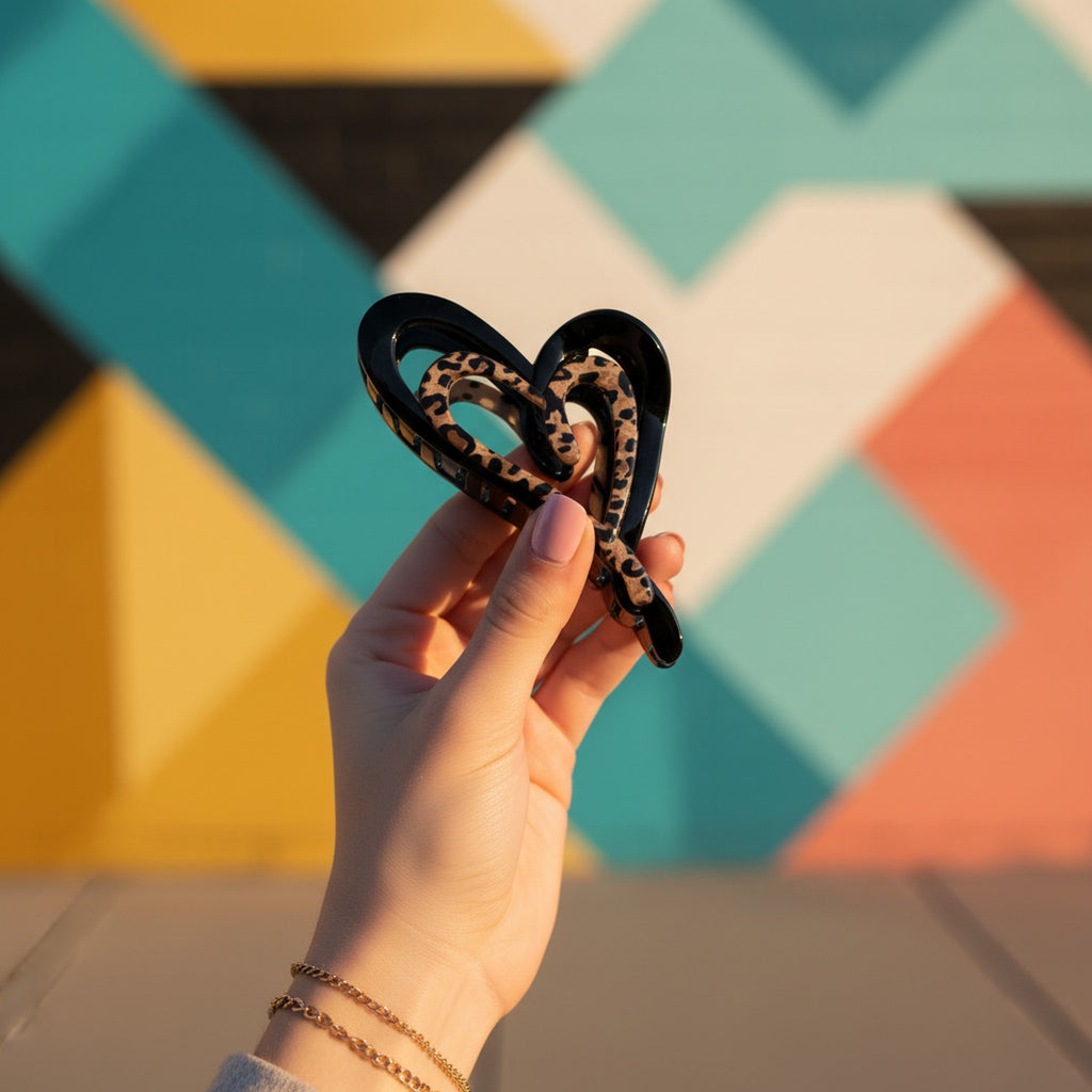 Leopard Print Black Hair Claw Clip