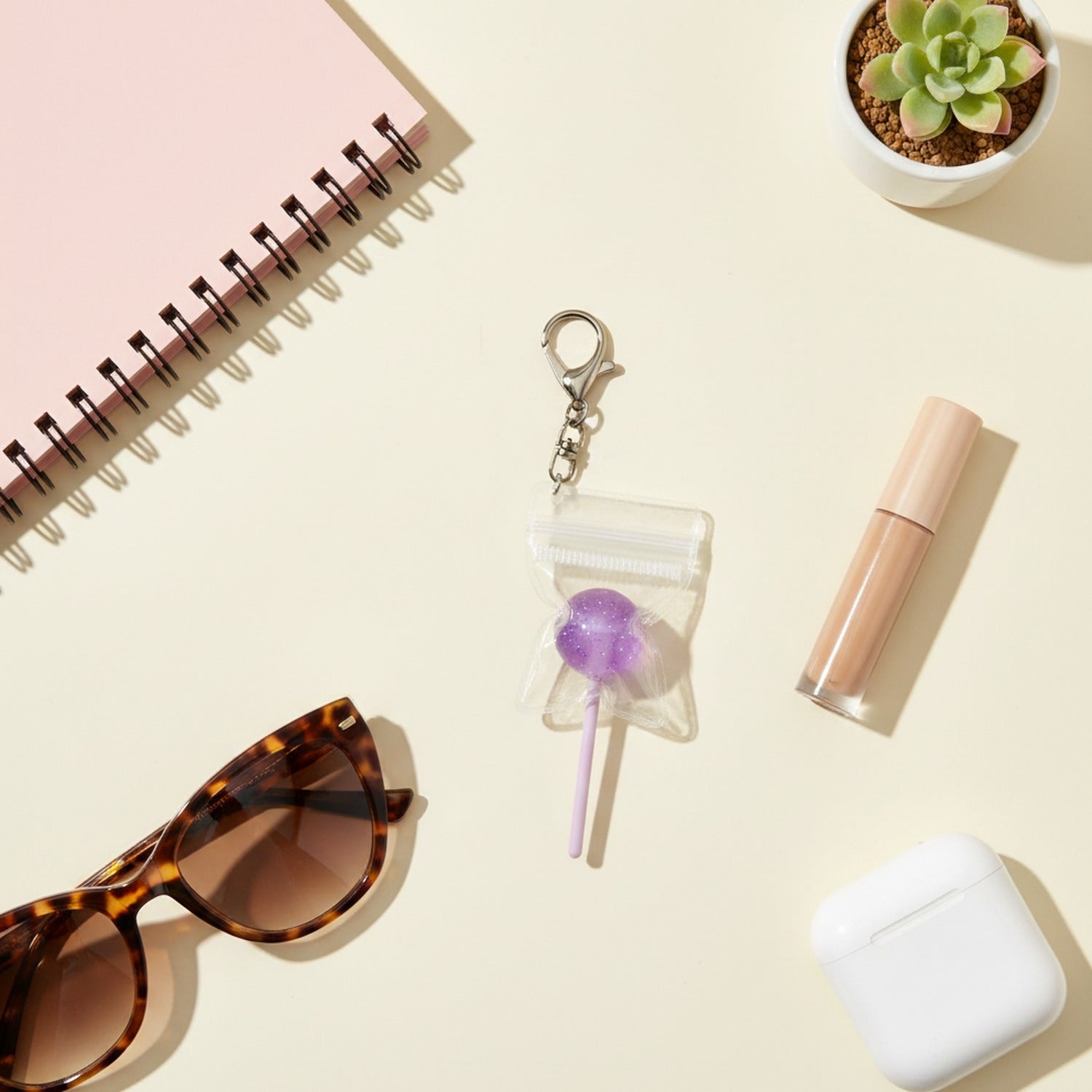 Purple Lollipop Acrylic Keyring Charm