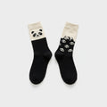 Panda Face Crew Socks Black White