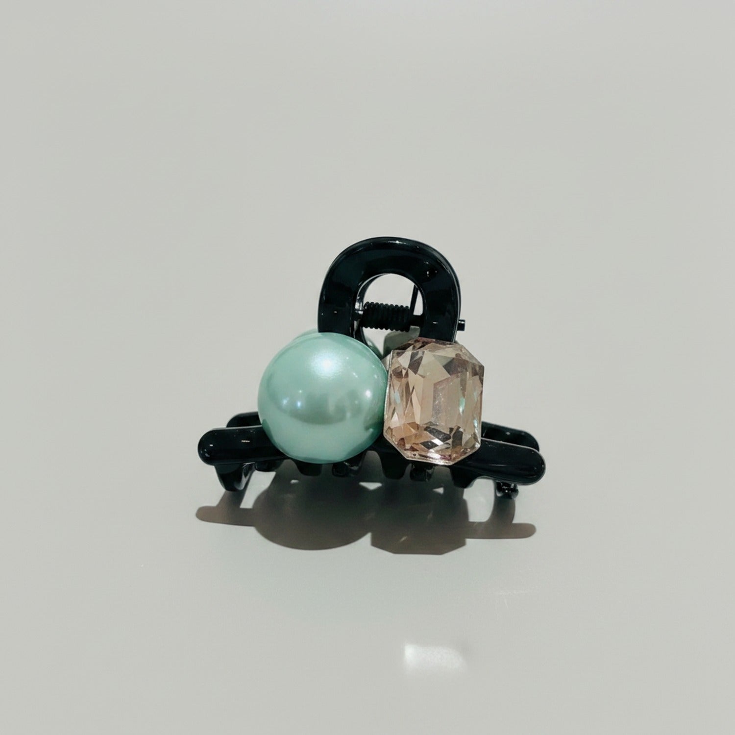Hair Claw Clip Pearl Crystal Black