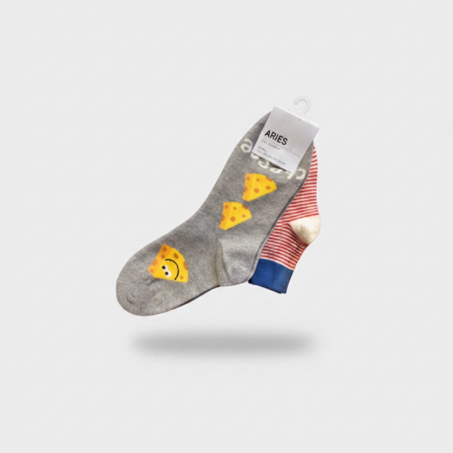 Cheese Pizza Smiley Face Crew Socks