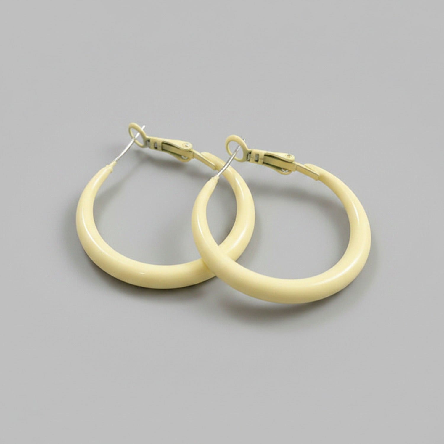 Pink Chunky Hoop Earrings with Metal Cross