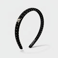 Black Rhinestone Studded Padded Headband Bow