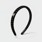 Black Rhinestone Studded Padded Headband Bow