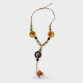 Beaded Pendant Necklace With Colorful Stone Charms