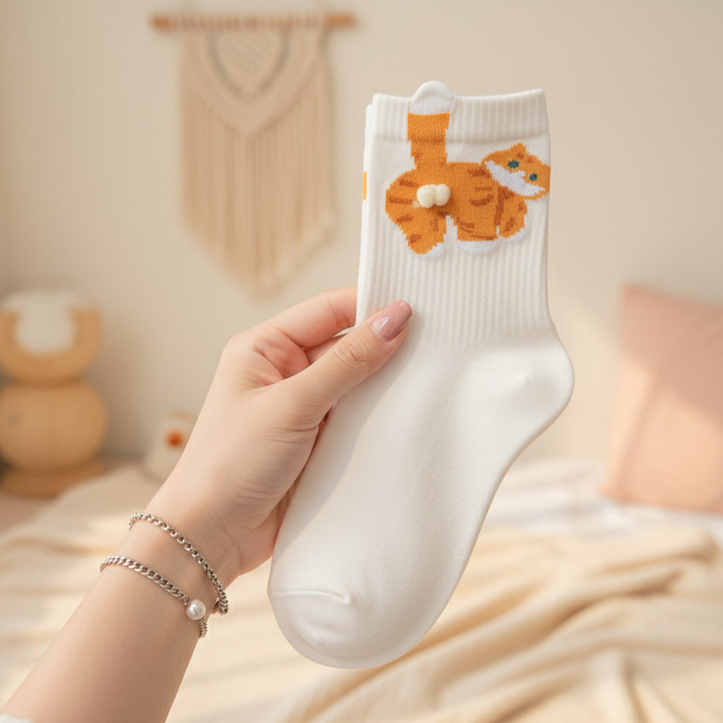 Butterfly Print Crew Socks Three-Pack Bundle