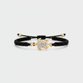 Black Macramé Sea Turtle Rhinestone Charm Bracelet