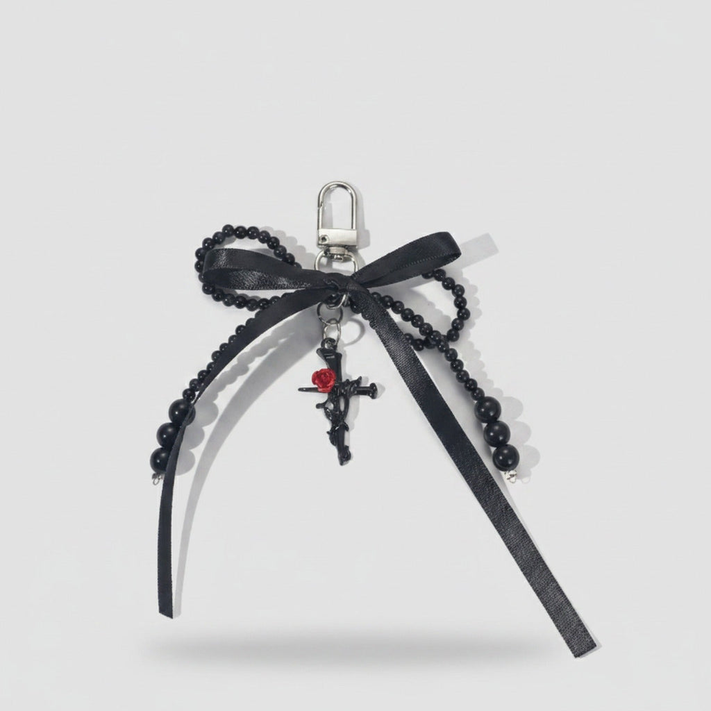 Pearl Bow Cross Keychain Charm - Single Pack