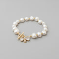 Pearl Beaded Bracelet With Rhinestone Bow Charm