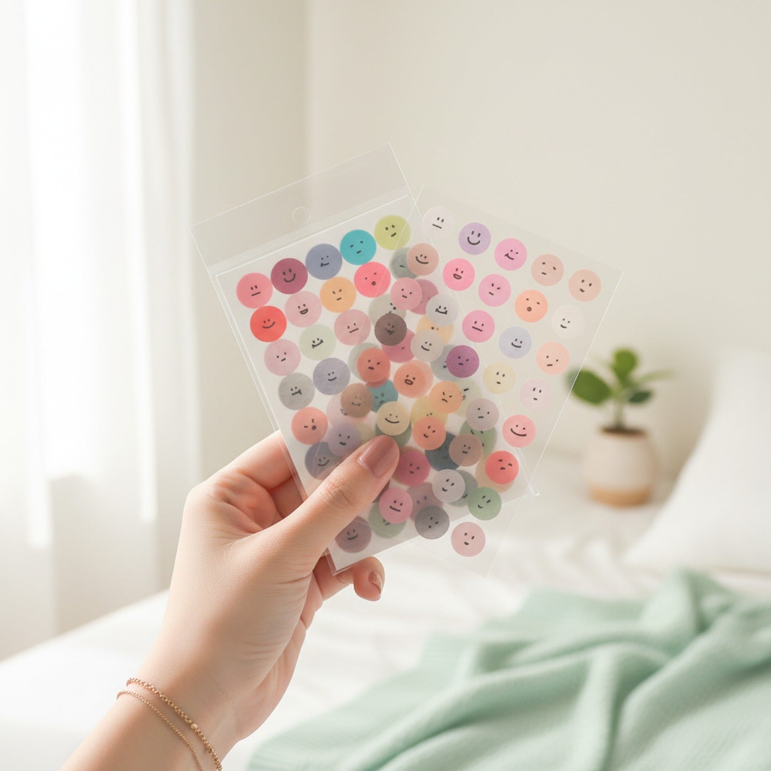 Smiley Face Sticker Sheet Pastel Colors