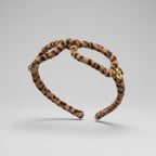 Leopard Print Padded Headband With Gold Charm