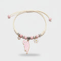 Pink Beaded Cat Charm Bracelet with Flower