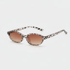 Leopard Print Oval Sunglasses Brown Gradient Lens