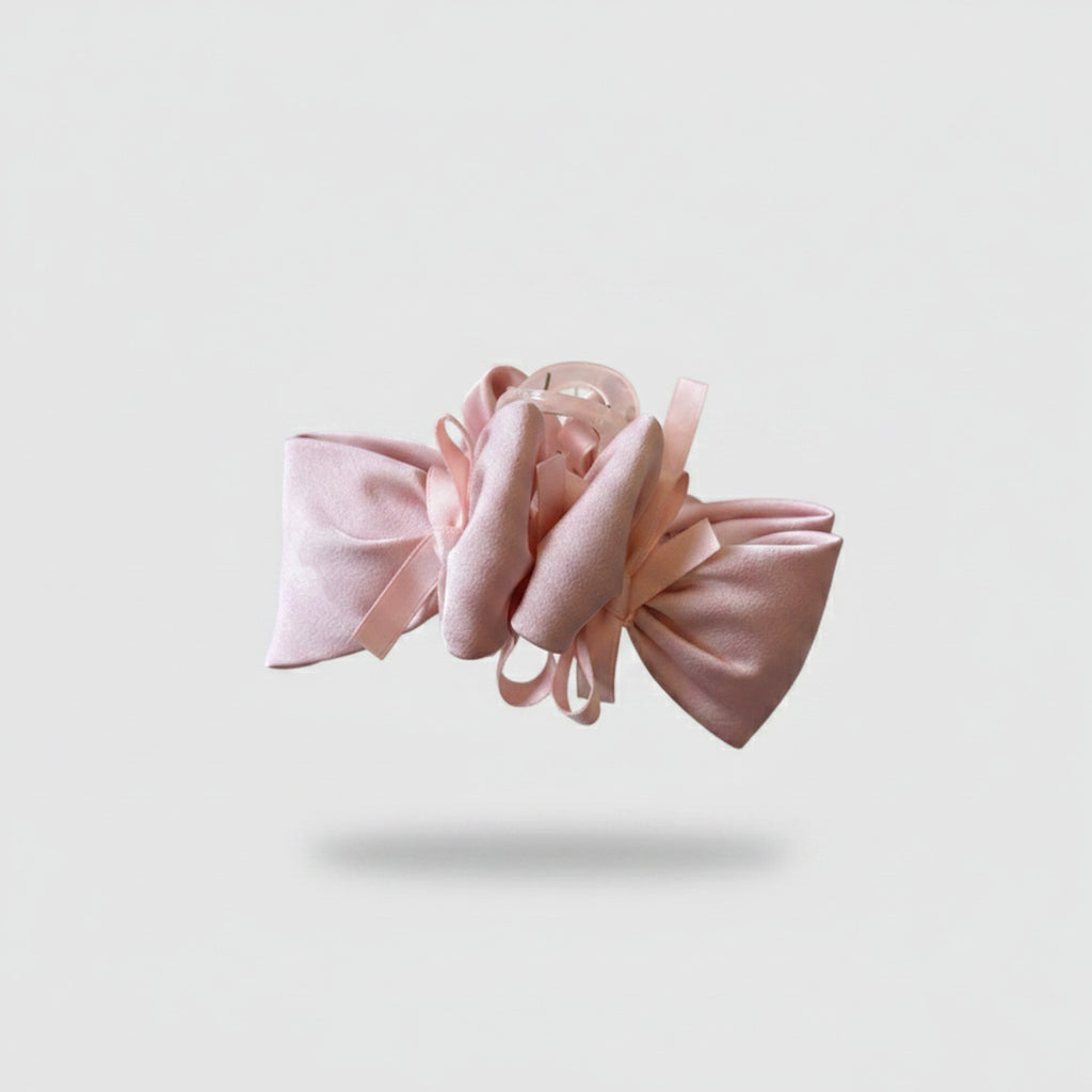 Pink Velvet Bow Hair Claw Clip