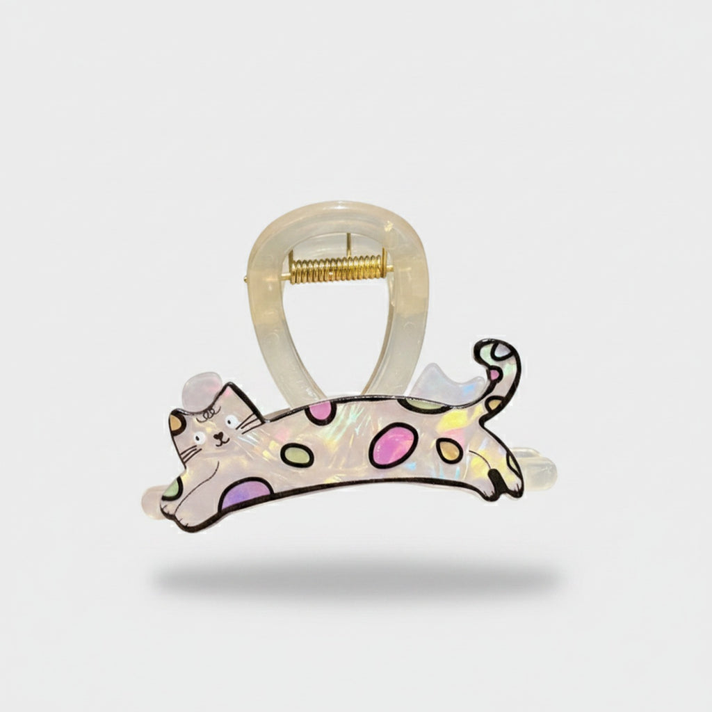 Colorful Spotted Cat Hair Claw Clip