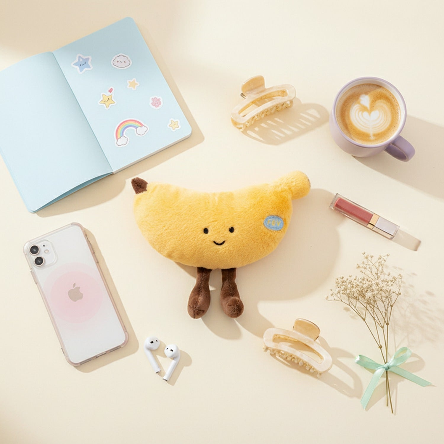 Banana Plush Toy With Brown Feet
