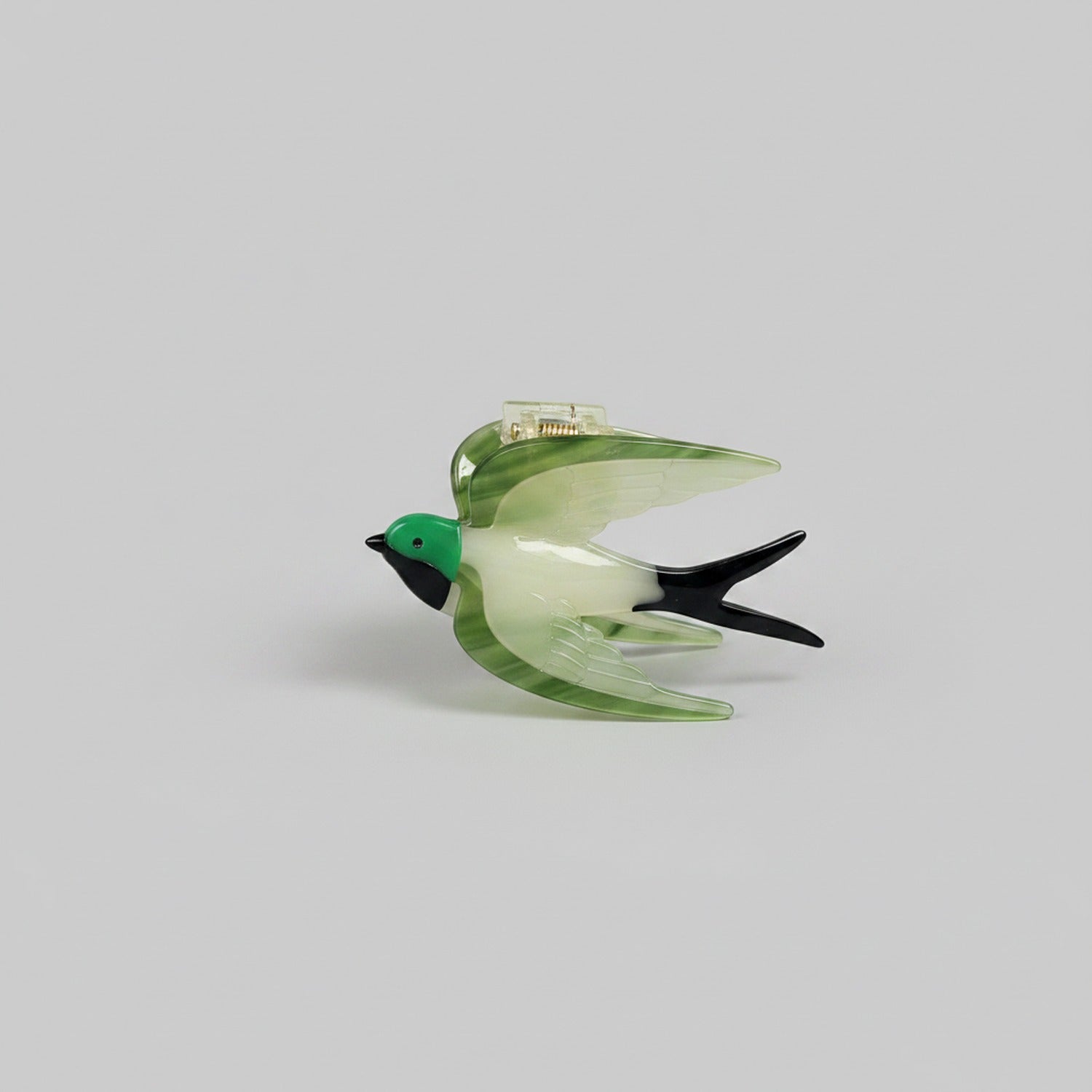 Green Glass Hummingbird Hair Claw Clip