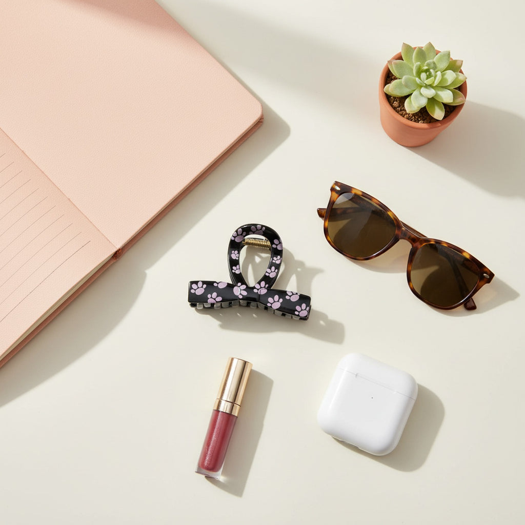 Pink Paw Print Hair Claw Clip