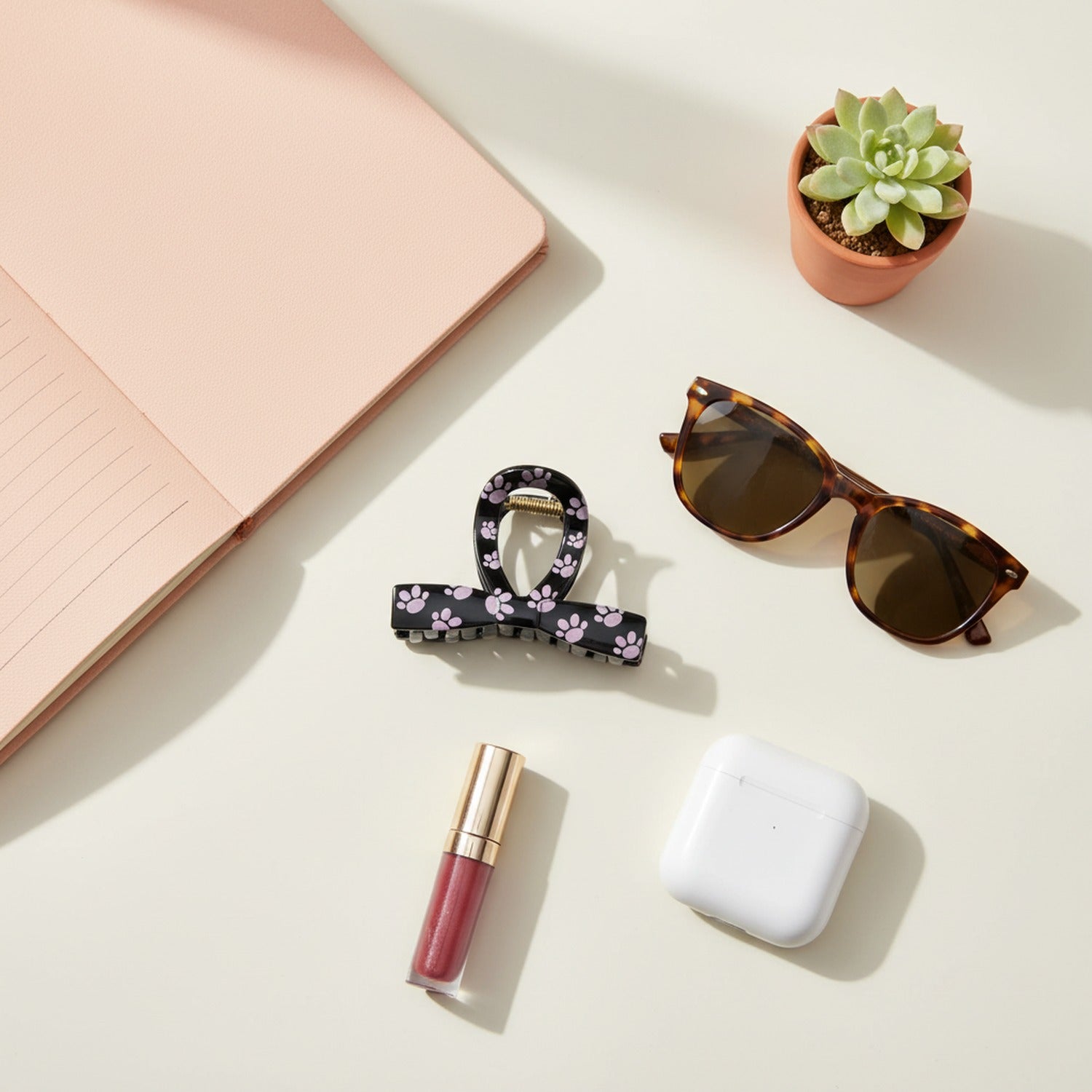 Pink Paw Print Hair Claw Clip