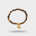 Tiger's Eye Beaded Bracelet With Gold Star Charm