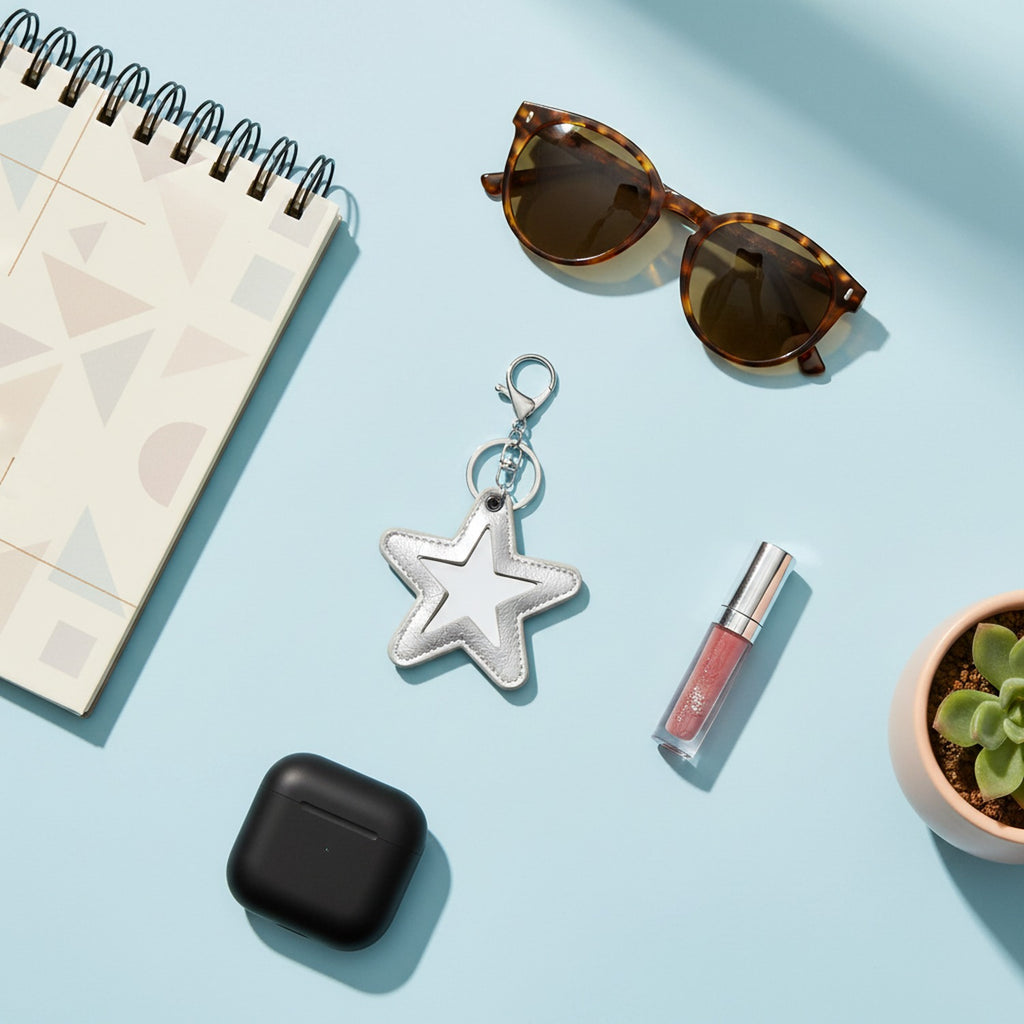 Black Star Cutout Leather Keychain Charm