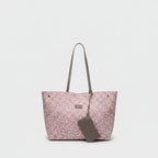 Pink Leopard Print Canvas Tote Bag With Pouch
