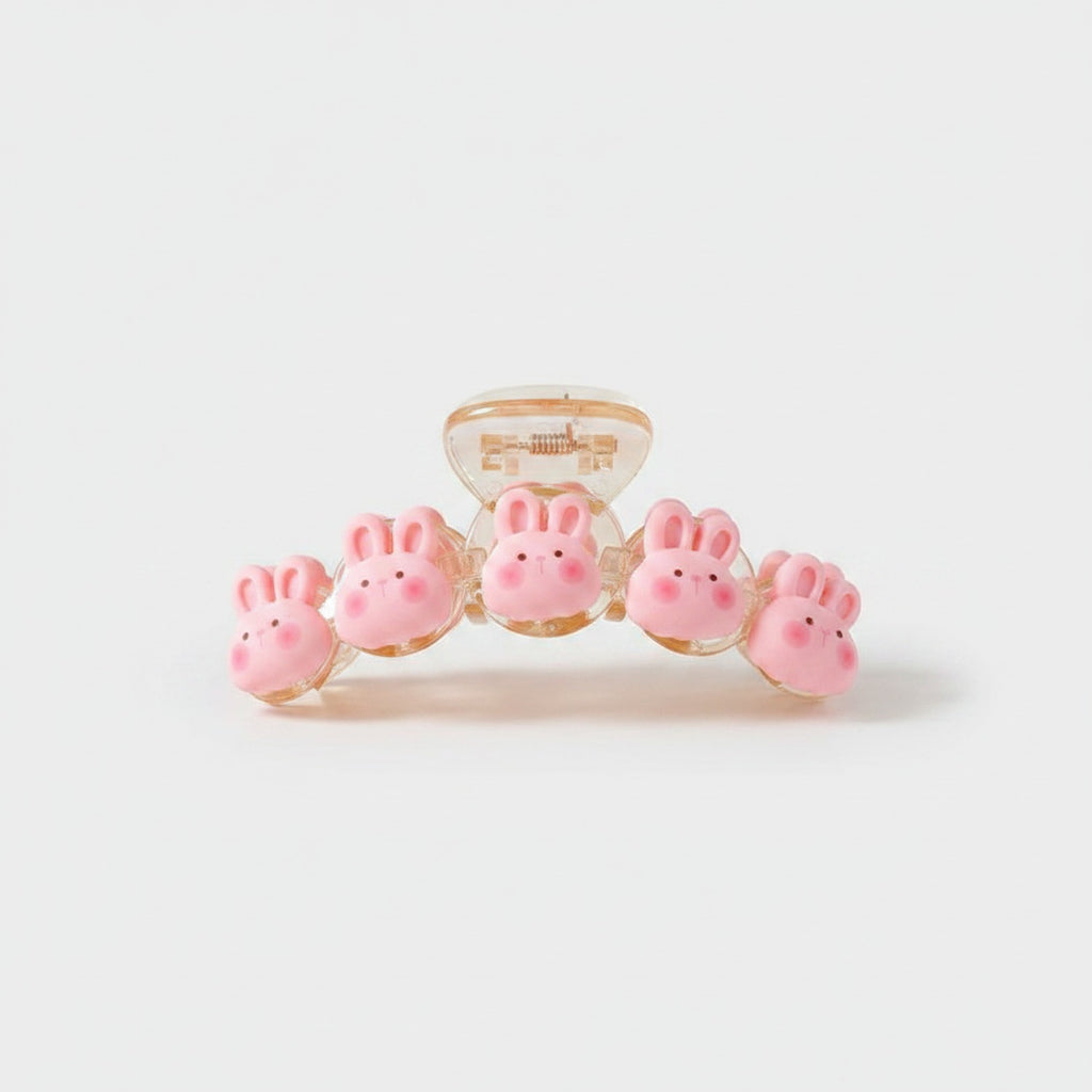 Pink Bunny Beaded Hair Claw Clip