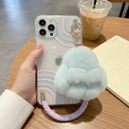 Fluffy Bunny Paw Charm Keyring - Mint Green Phone Strap – novelty & toys (view 3)