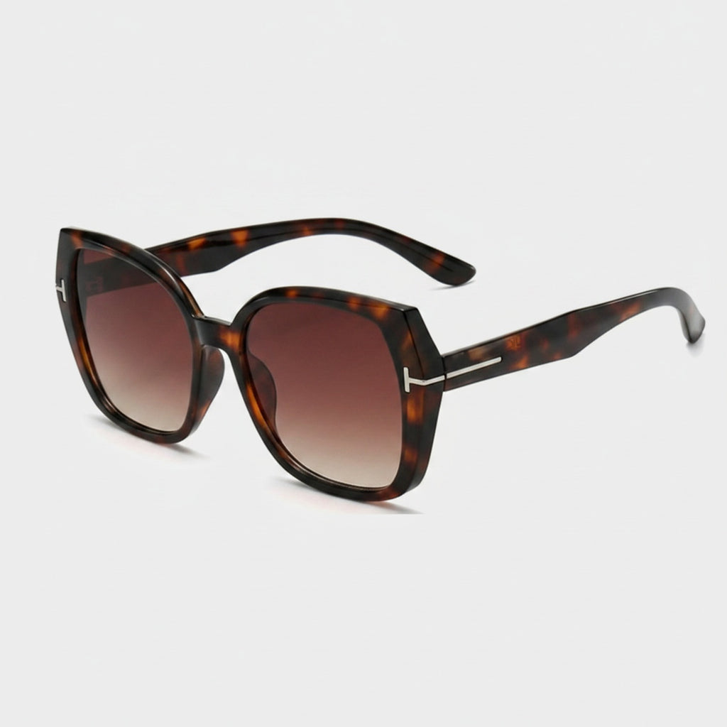 Tortoiseshell Square Gradient Sunglasses With Metal Bridge