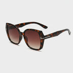 Tortoiseshell Square Gradient Sunglasses With Metal Bridge