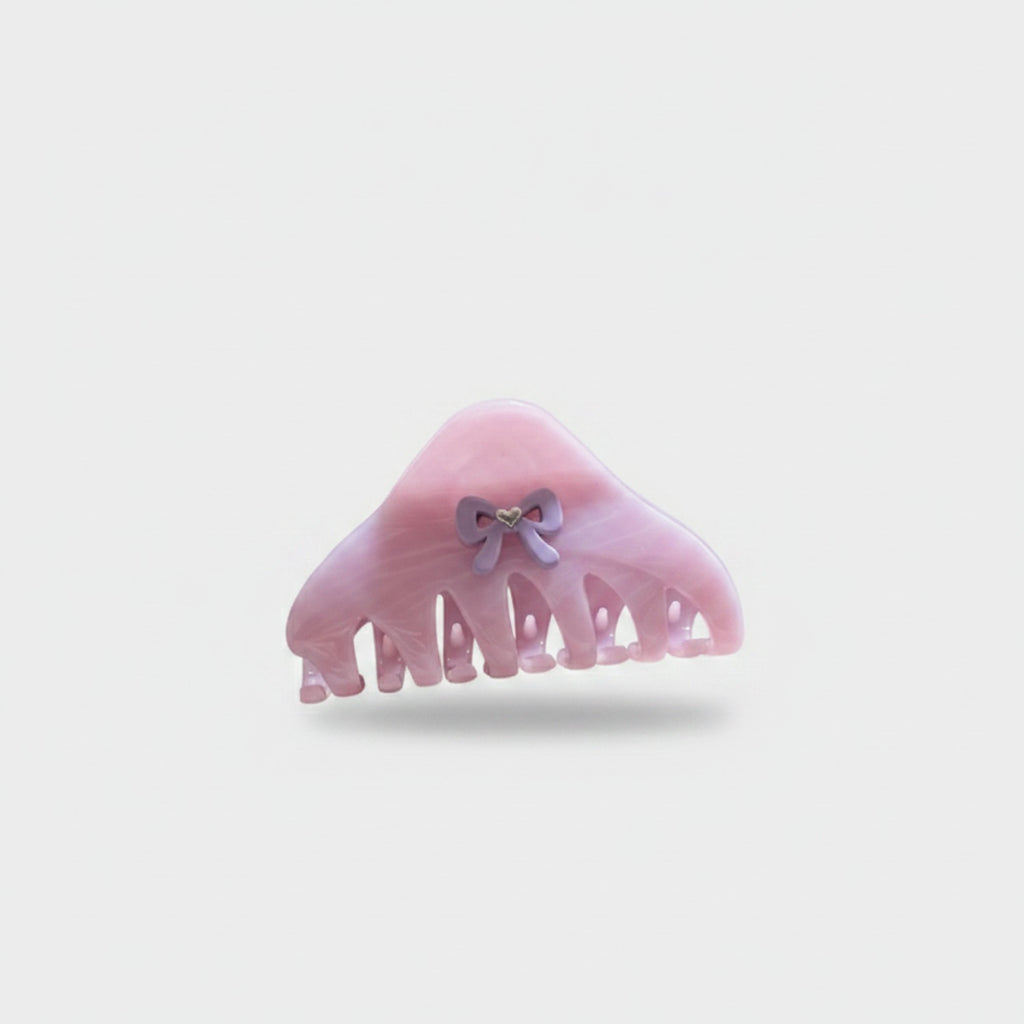 Pink Tulle Hair Claw With Bow