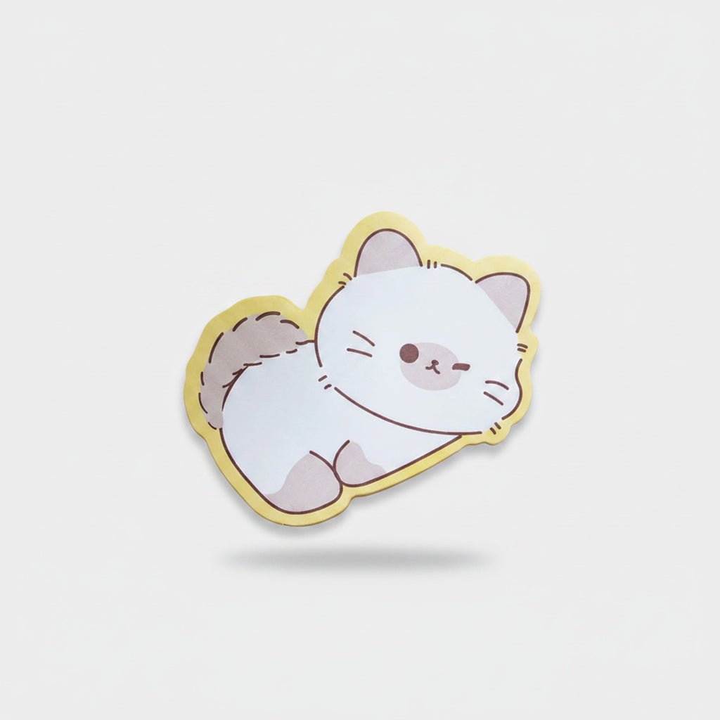Cute Cat Kawaii Sticker Badge Yellow Border