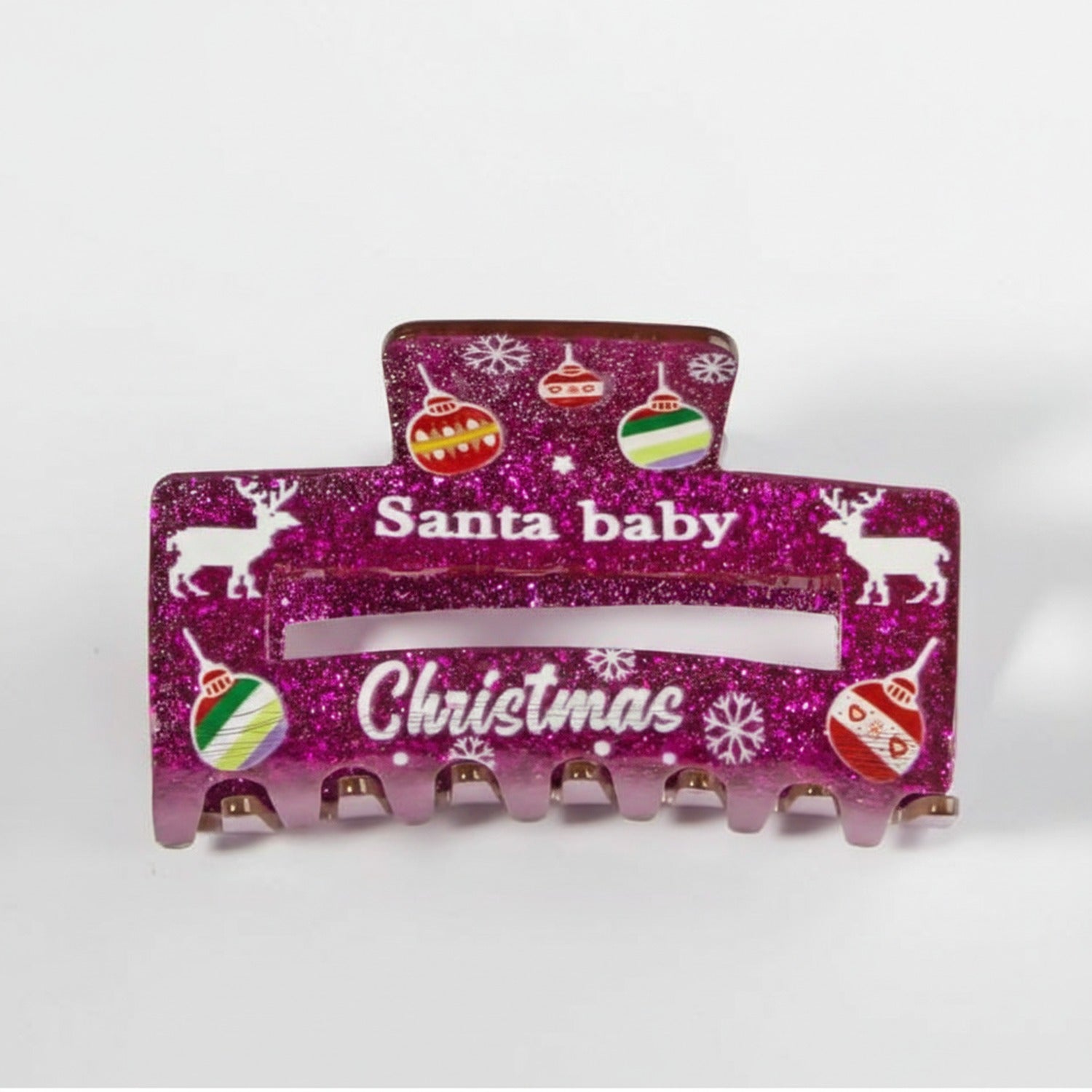 Purple Glitter Christmas Hair Claw Clip