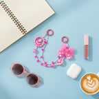 Pink Beaded Acrylic Keyring With Bow Charm
