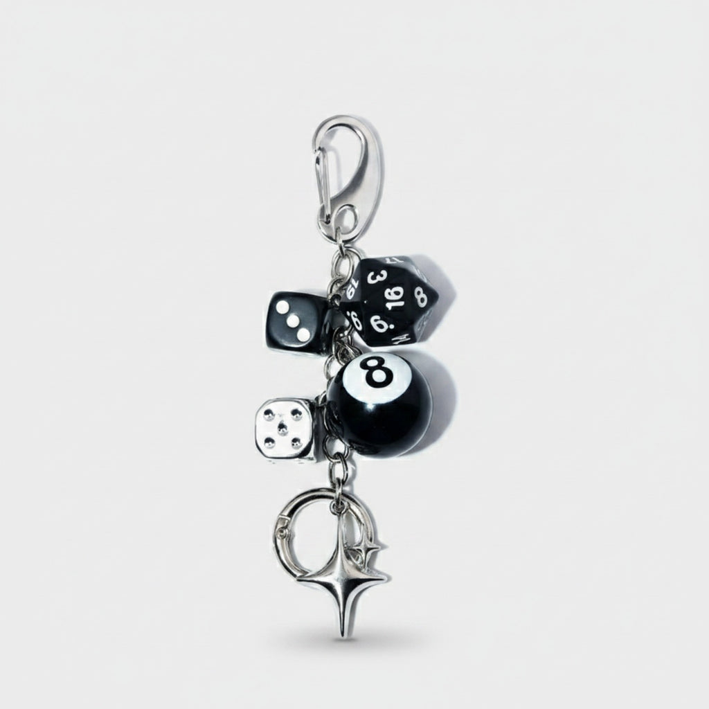 Black Acrylic Keyring With Lucky Charms