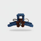Blue Denim Teddy Bear Hair Claw Clip