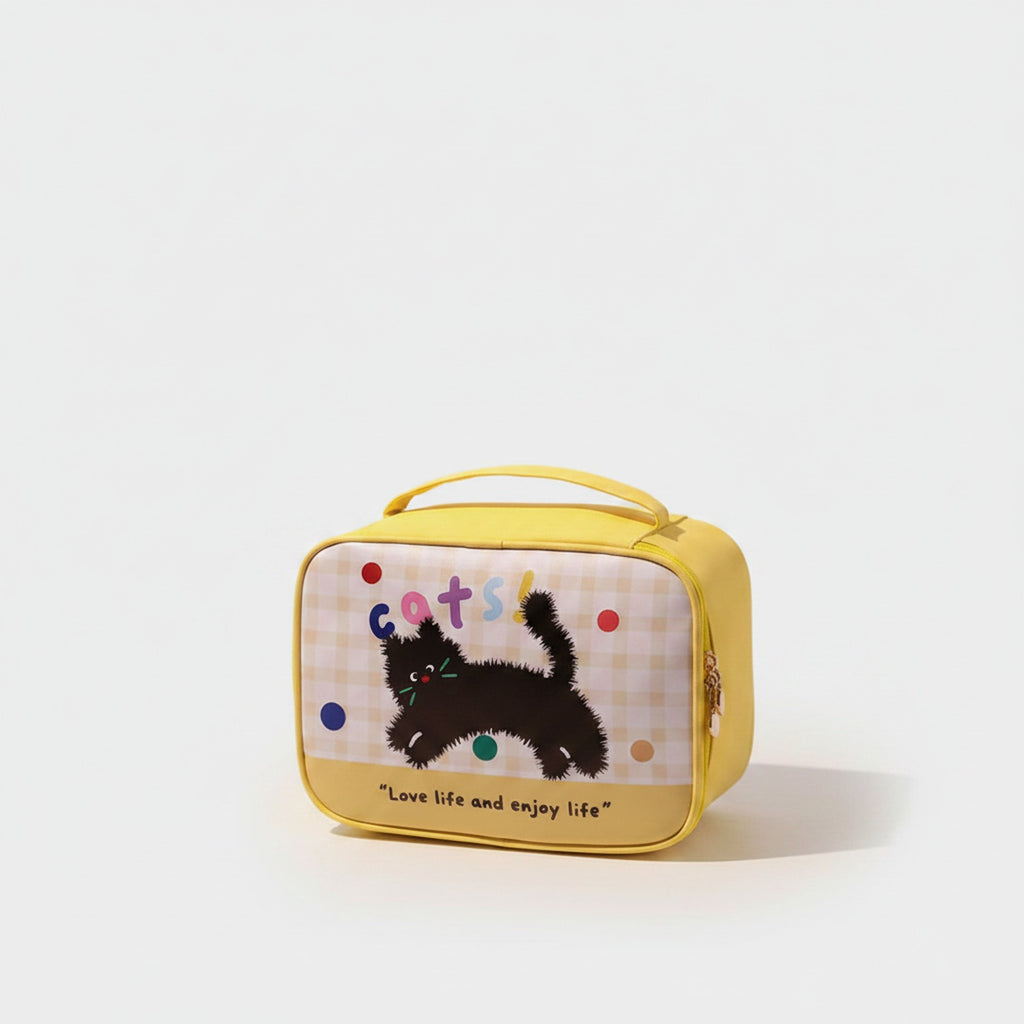 Yellow Cat Graphic Cosmetic Travel Bag