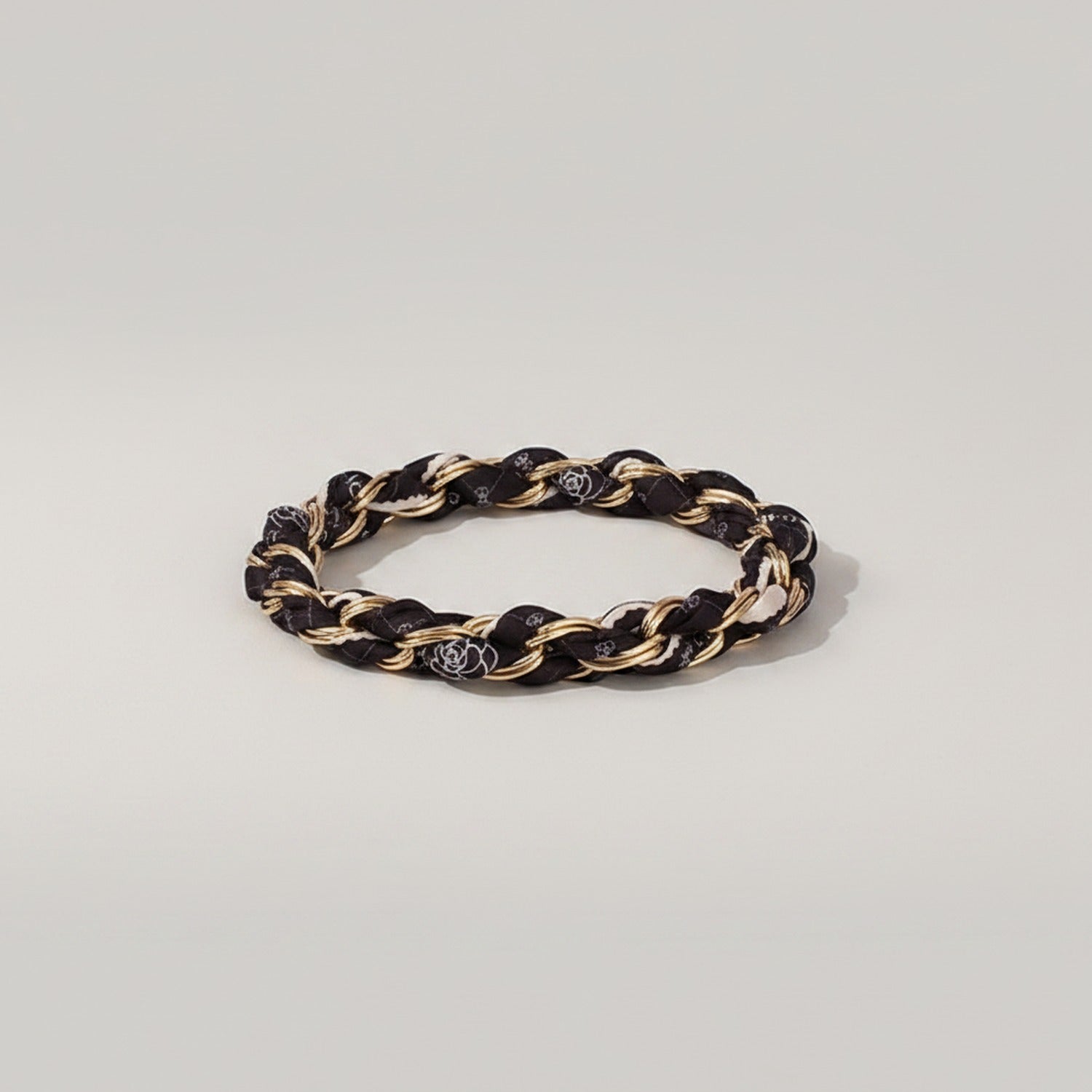 Black And Gold Chain Link Bracelet With Rose Charms