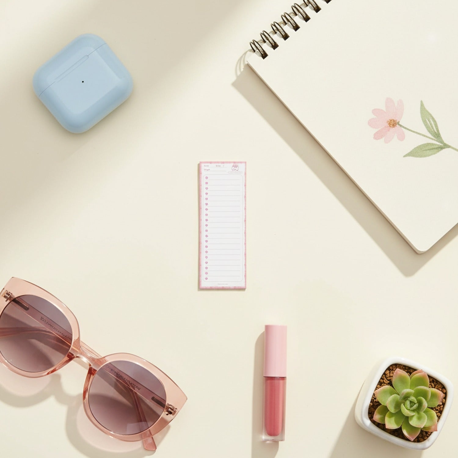 Pink Plaid Checklist Notepad With Bullet Points