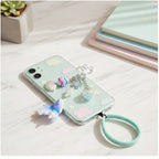 Pink Flower Charm Acrylic Keyring With Heart Top